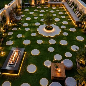 روف گاردن اجرای شده چمن مصنوعی